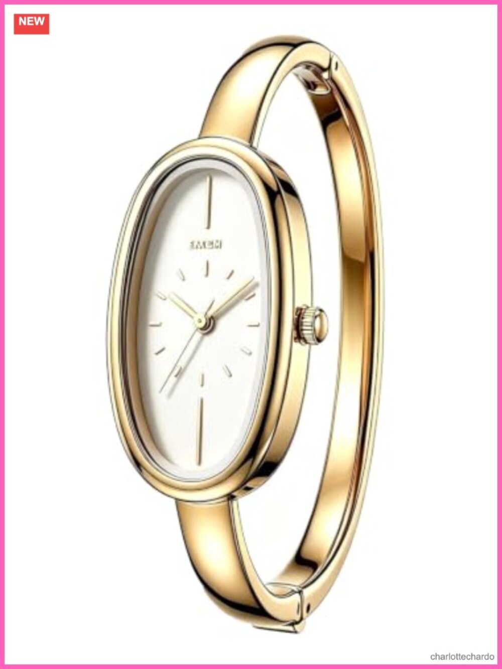 Oval Bangle Watch Minimalist Quartz Dress Wristwatch for Women